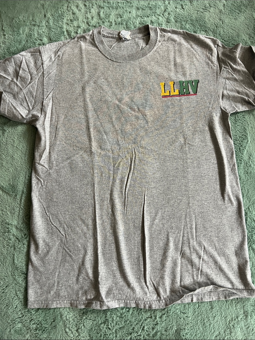 LIVING LASER "LLHV" Gray Logo Tee with Yellow & Green Accent